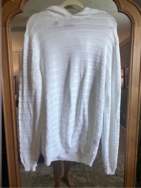 Saks Fifth Avenue White Knit Hooded Sweater Sz M - excellent condition